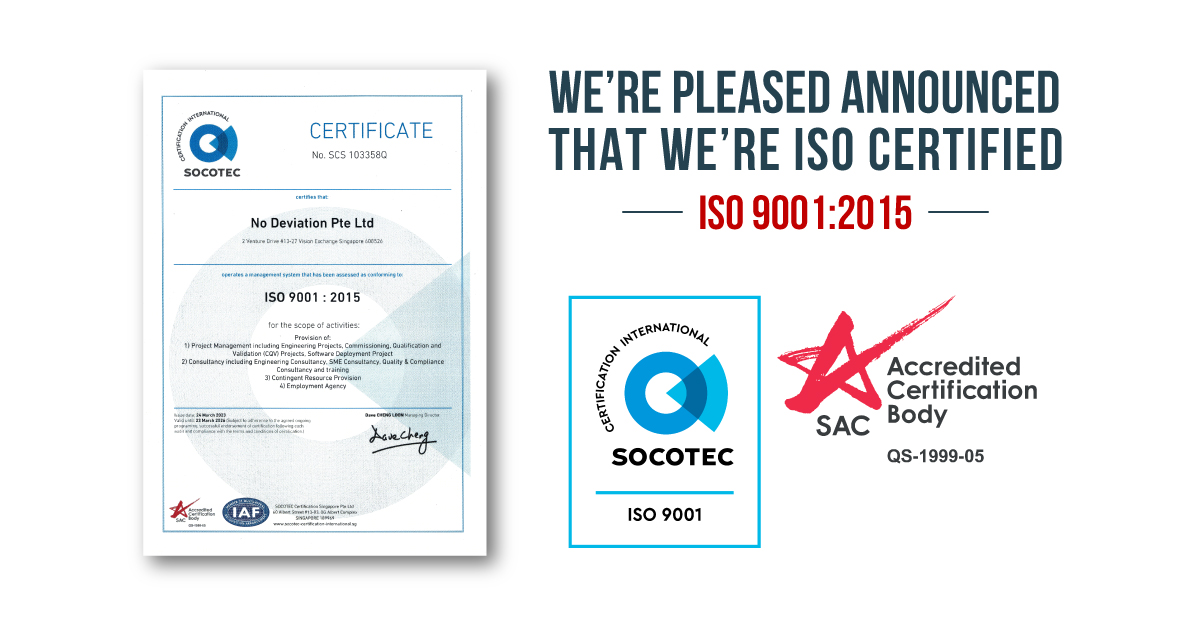 this is the certificate No deviation received for being ISO Certified - ISO 9001 2015